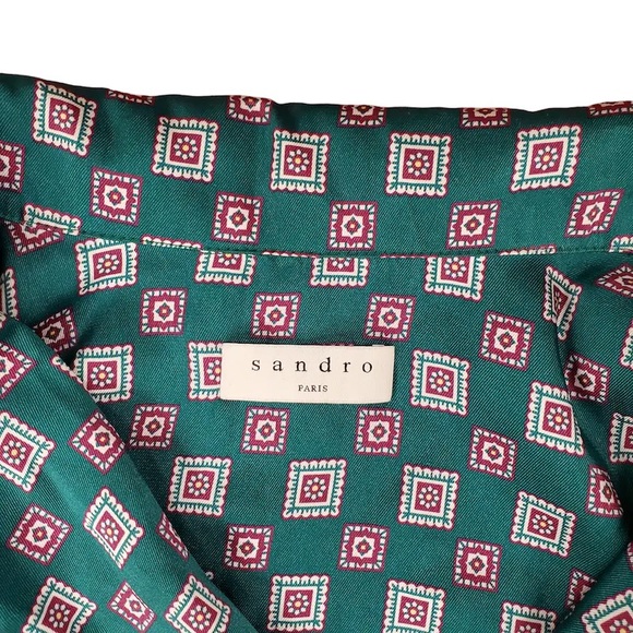 Sandro Hena Green Printed Pajama-Style Top - Picture 4 of 4